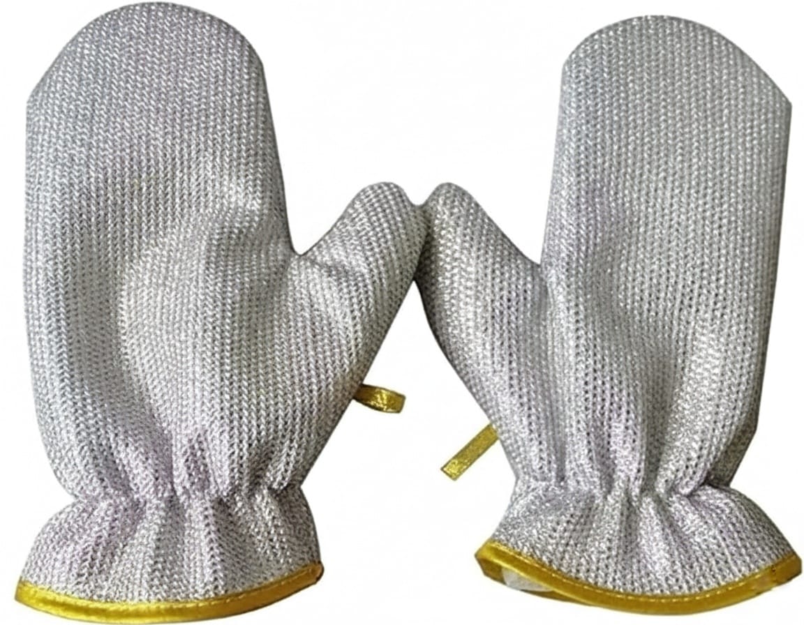 Stainless Steel Dishwashing Gloves with Built-in Scrubber – Reusable, Non-Scratch & Durable Cleaning Gloves for Dishes & Utensils