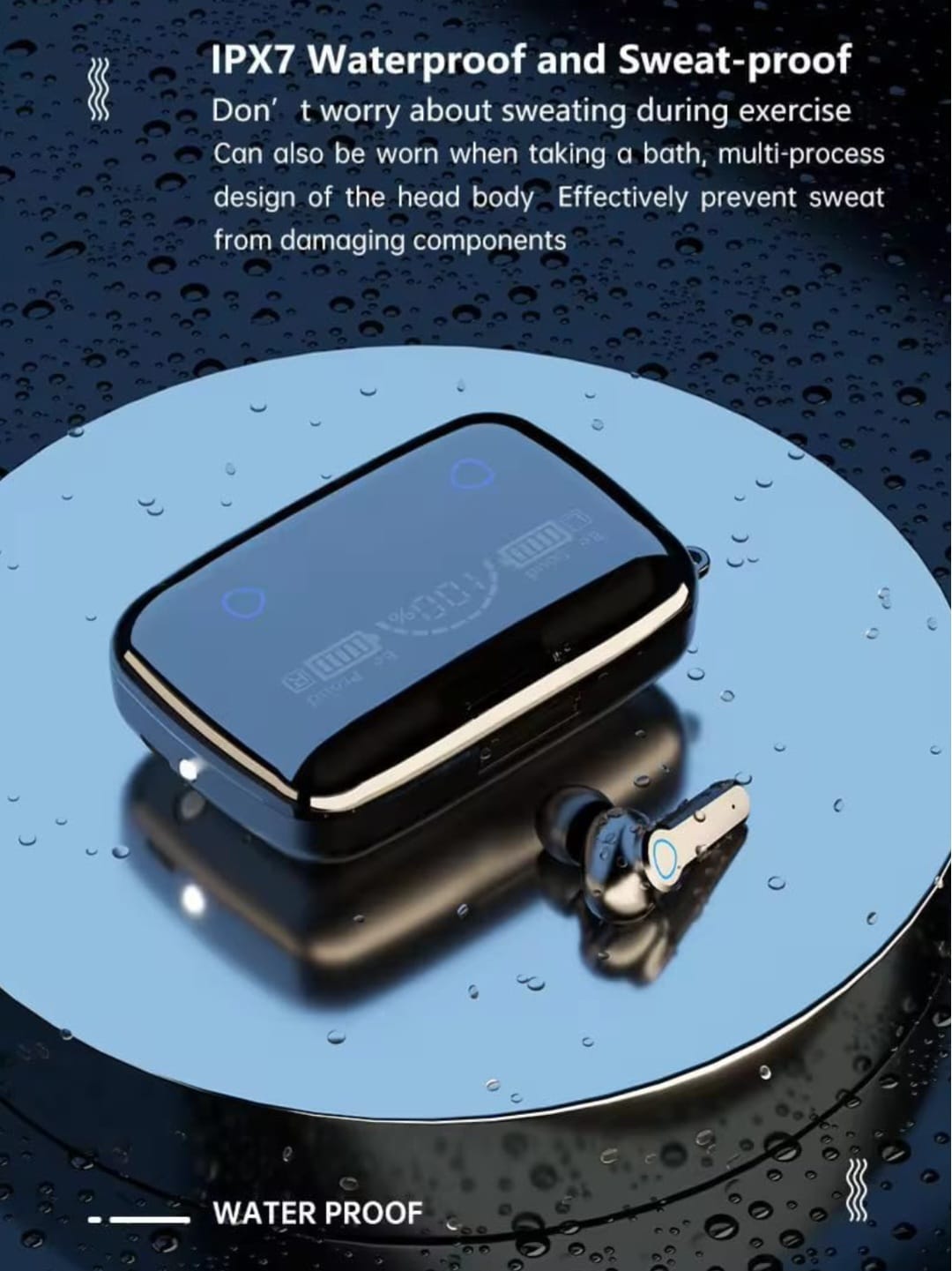 Wireless Earbuds, Bluetooth Headphones,TWS Bluetooth V 5.3, Large Screen, Touch Control, Dual LED Display, 5 Hours continues Playback (Earbuds), 20+ Hours total Playback, 280 Hours Standby Time.