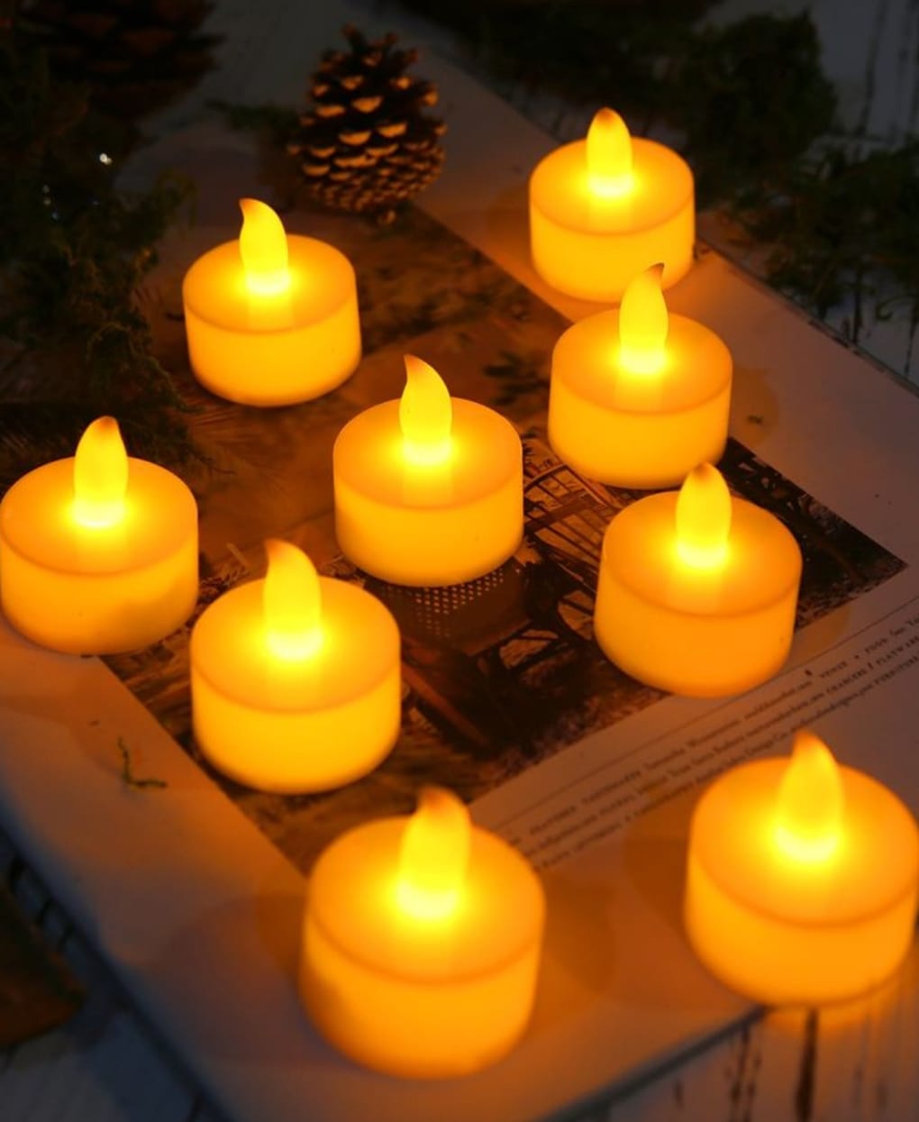 T - Light Candles LED 24 Pcs Acrylic Flameless & Smokeless Decorative Candles Led Tea Light Candle Perfect for Gifting, Home, Birthday, Diwali, Christmas,Decorative Candles,Balcony, Birthday