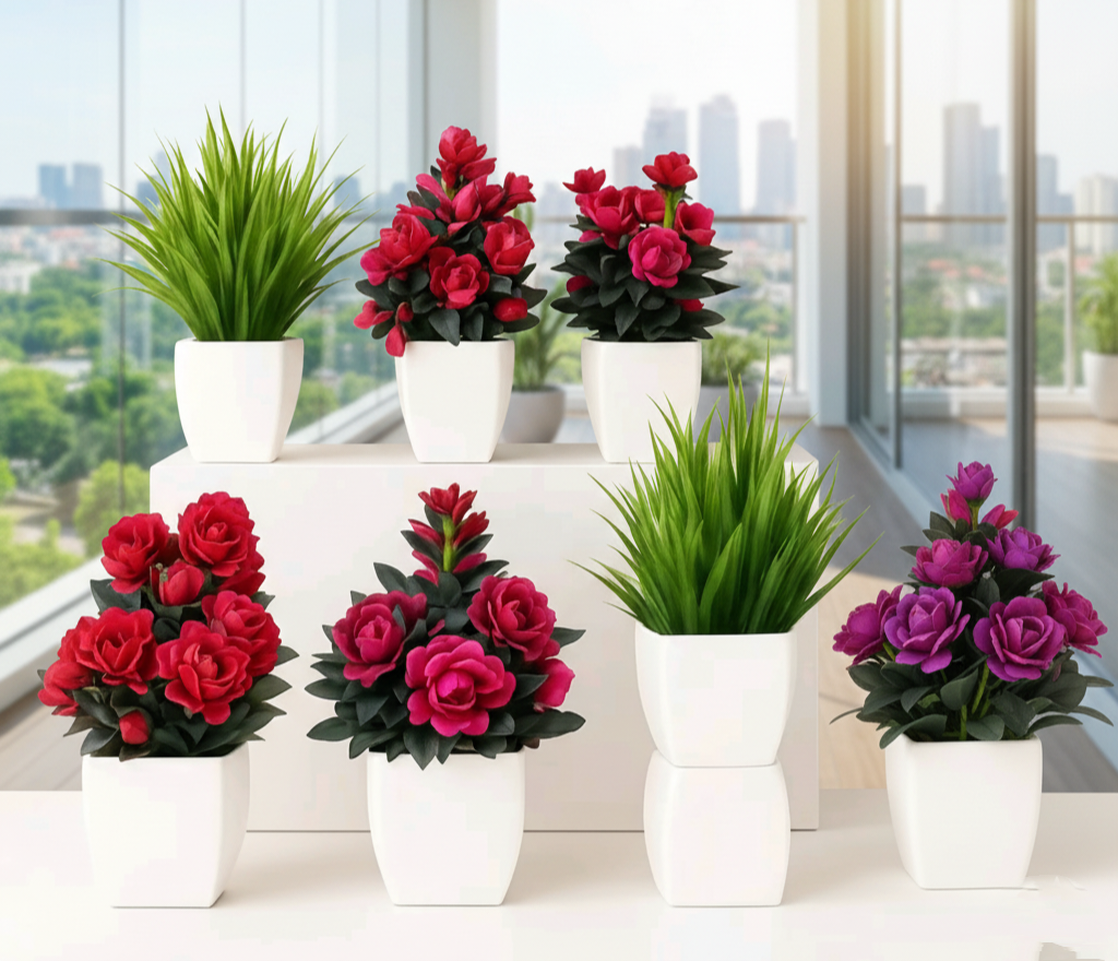 Elegant Artificial Flower & Plant Pot Set for Home Decor