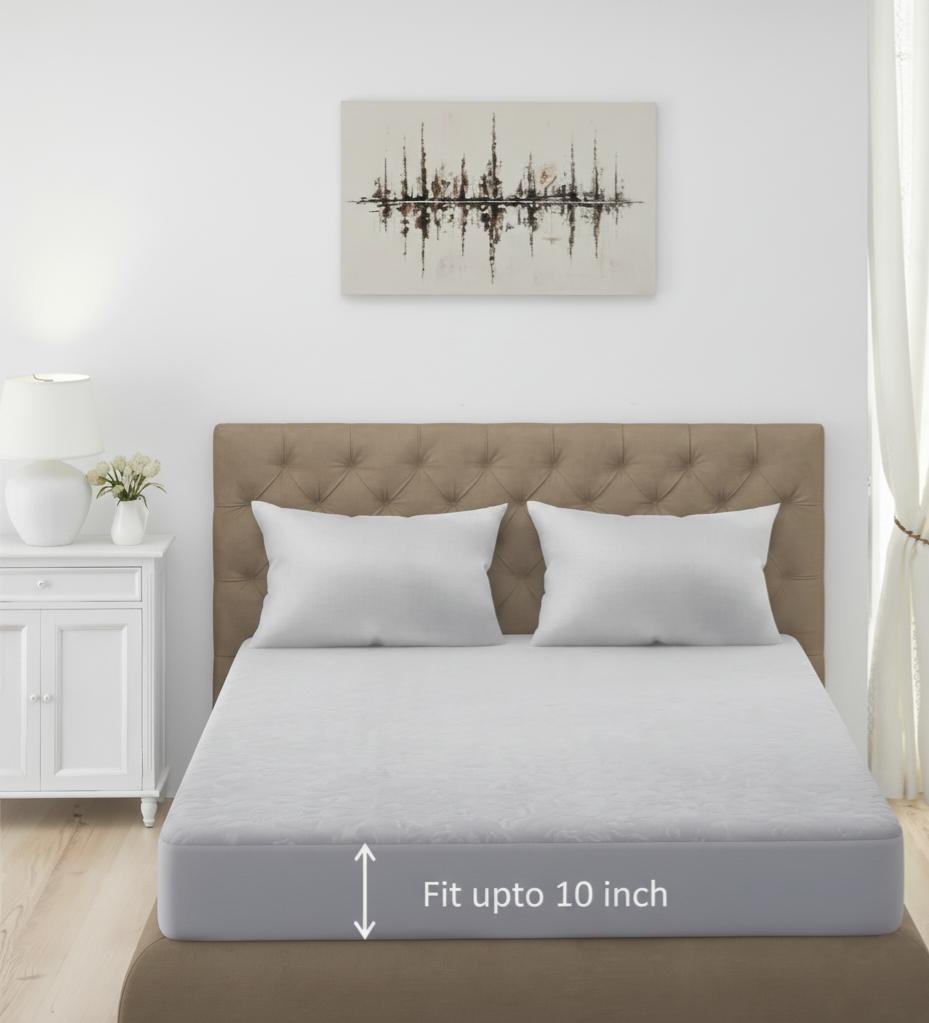 Waterproof Terry Cotton Mattress Protector – King Size (72x78 inch) | 200 GSM | Breathable & Baby Safe Bed Cover – Grey