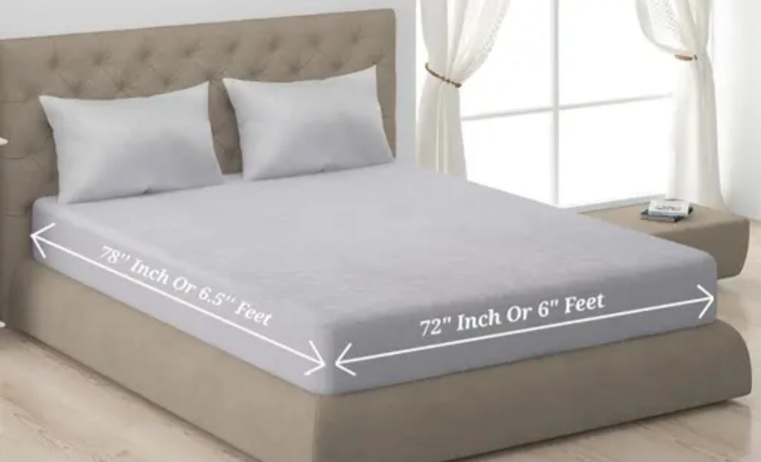 Waterproof Terry Cotton Mattress Protector – King Size (72x78 inch) | 200 GSM | Breathable & Baby Safe Bed Cover – Grey