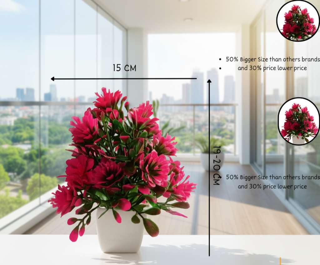 Elegant Artificial Flower & Plant Pot Set for Home Decor