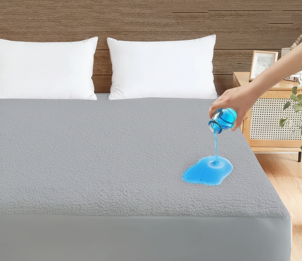 Waterproof Terry Cotton Mattress Protector – King Size (72x78 inch) | 200 GSM | Breathable & Baby Safe Bed Cover – Grey